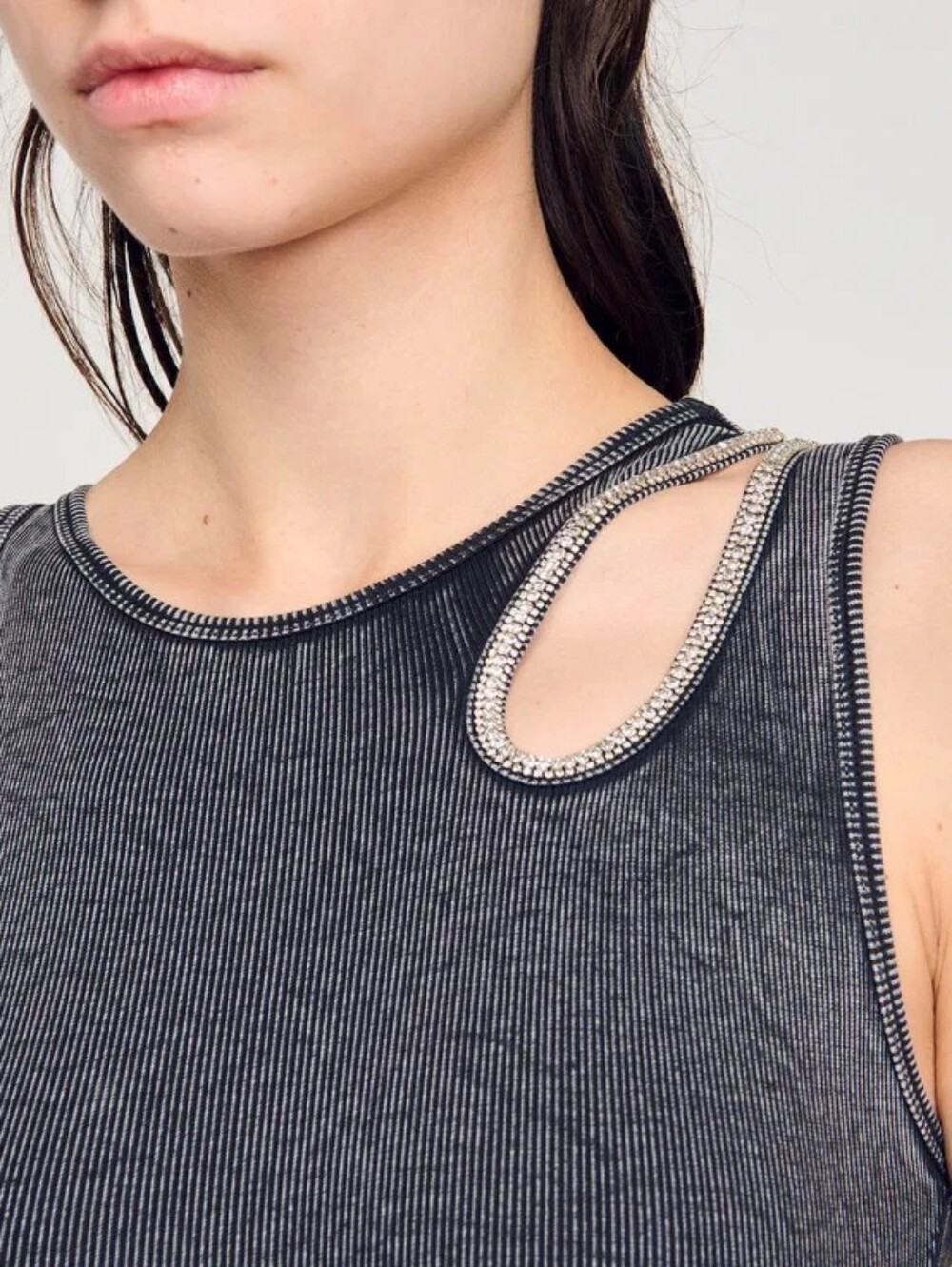 SANDRO Rhinestone One-Shoulder Bodysuit - Picture 3 of 12